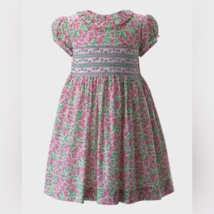 Rachel Riley Girl's Leafy Floral Smocked Dress